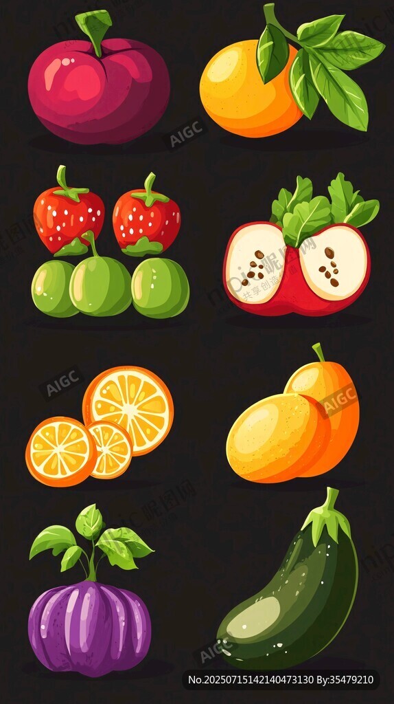 新鮮果蔬插畫集合