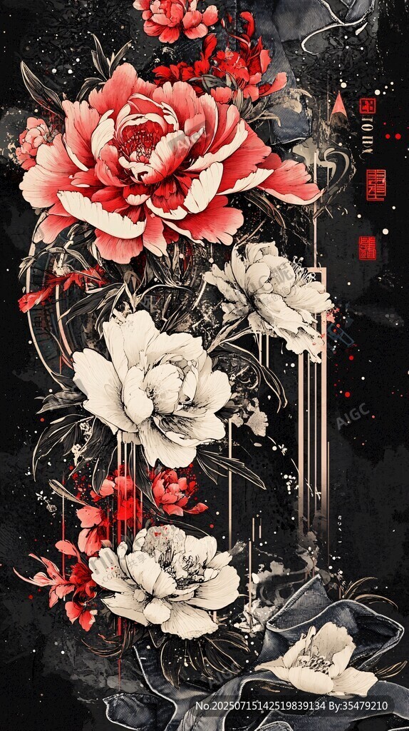 水墨風(fēng)花卉圖案設(shè)計(jì)