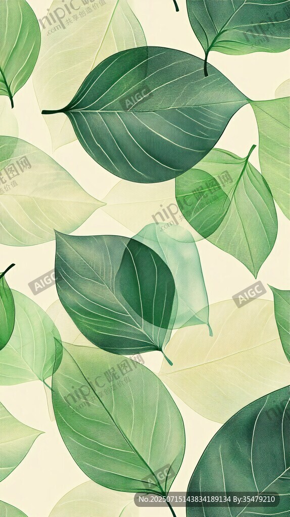 清新綠葉無(wú)縫背景圖案
