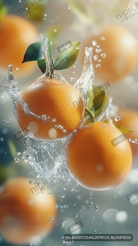 橙子入水濺起晶瑩水花