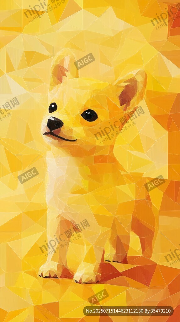 幾何風(fēng)可愛小黃狗插畫