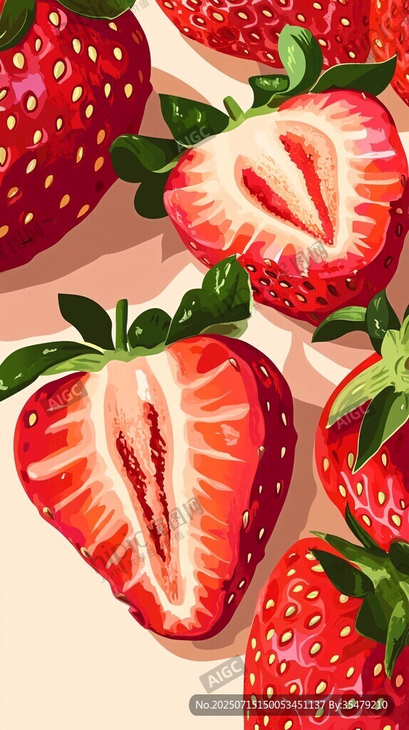 新鮮草莓插畫