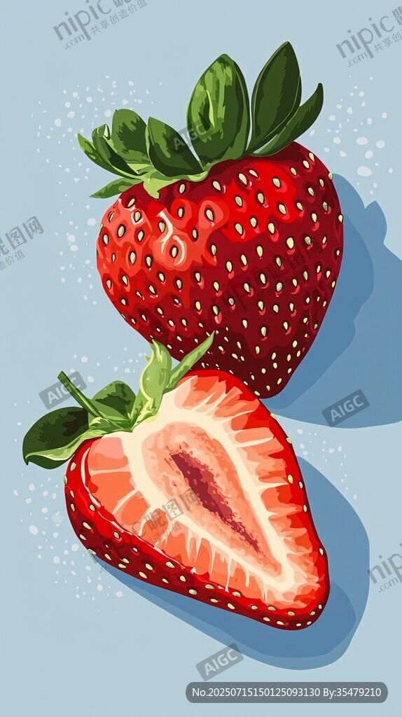 新鮮草莓插畫 誘人果實