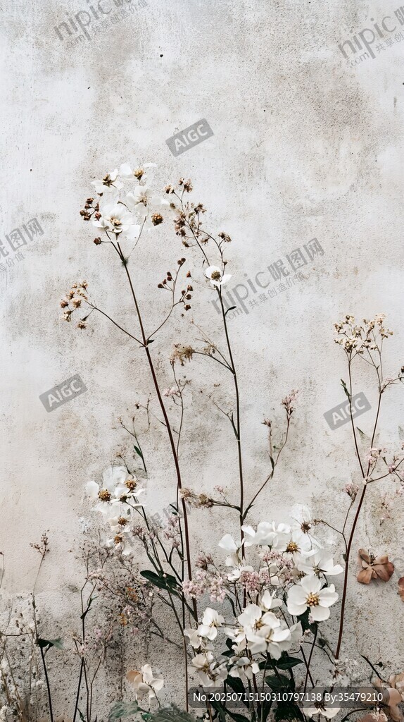 墻邊素雅小花綻放