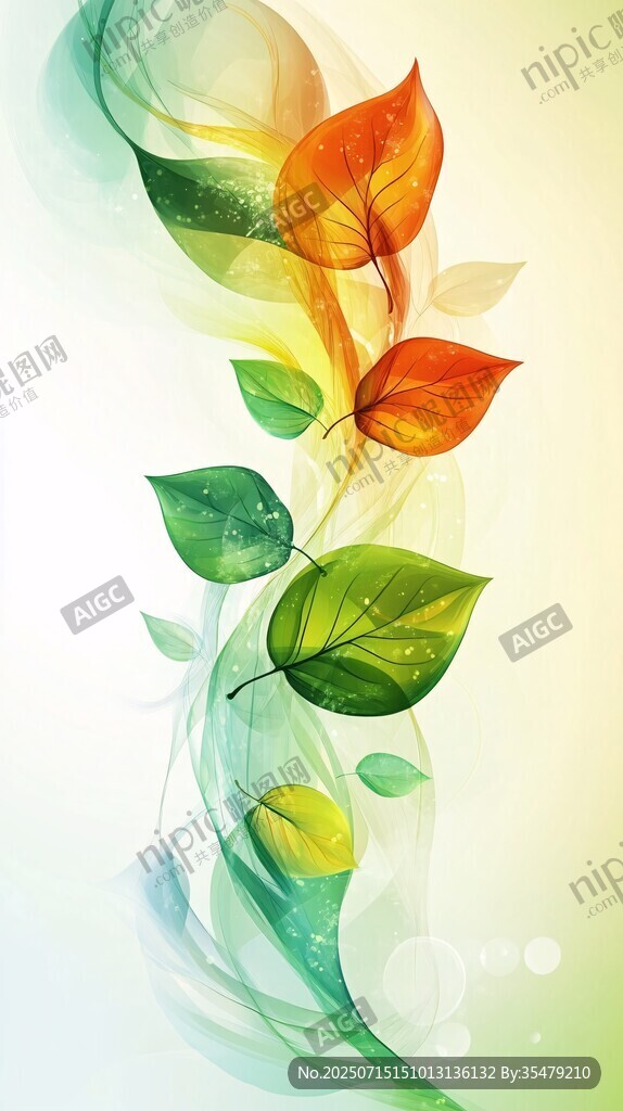 夢幻多彩葉片背景圖