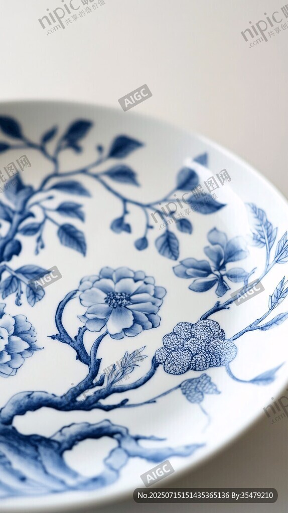 青花瓷盤 古典花卉紋飾
