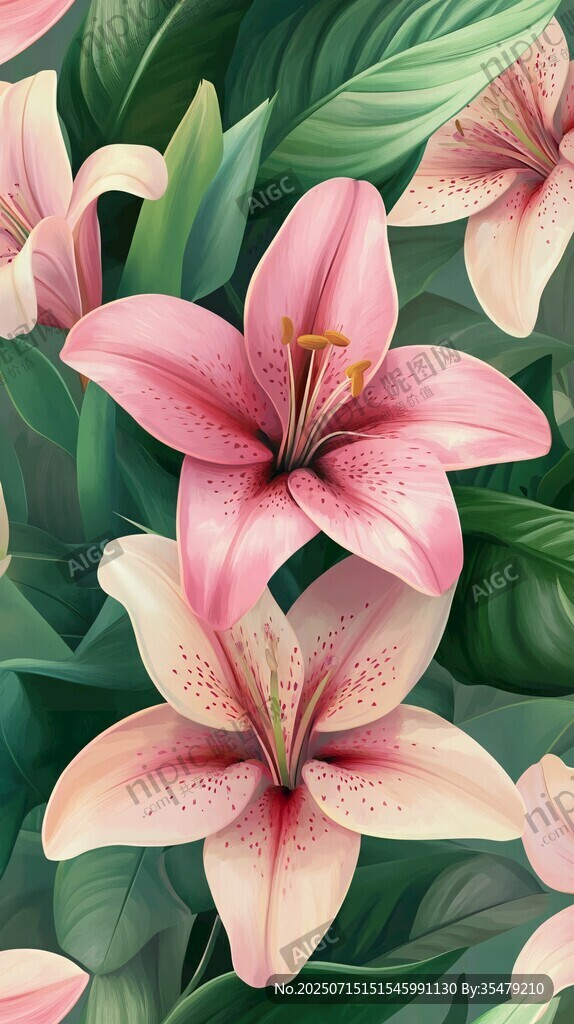 粉色百合花綻放的美麗畫面