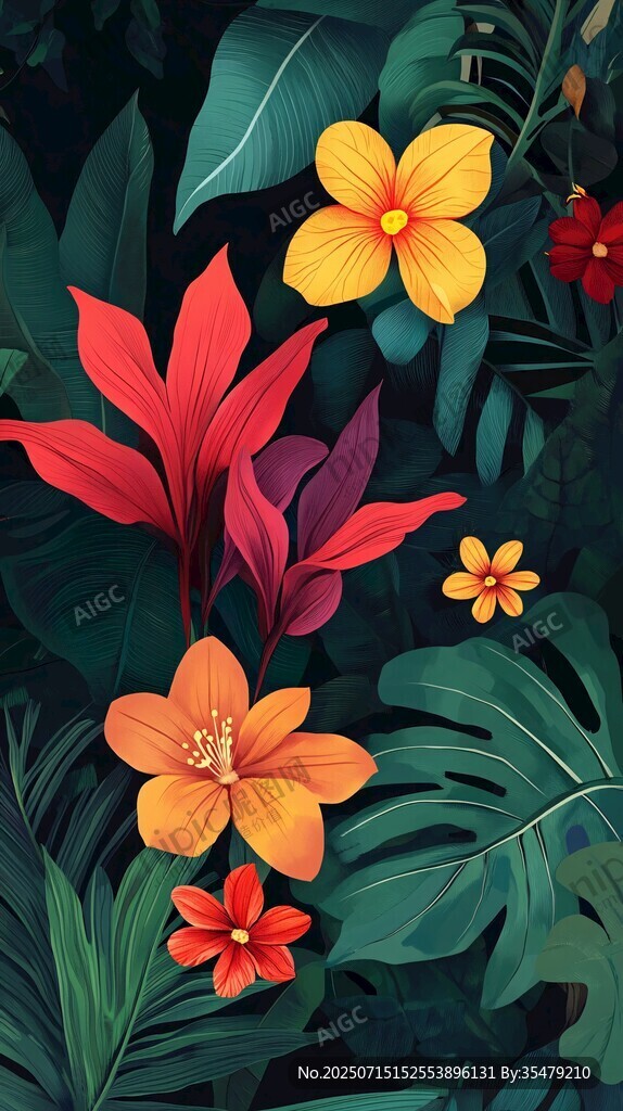 熱帶花卉綠植插畫藝術(shù)