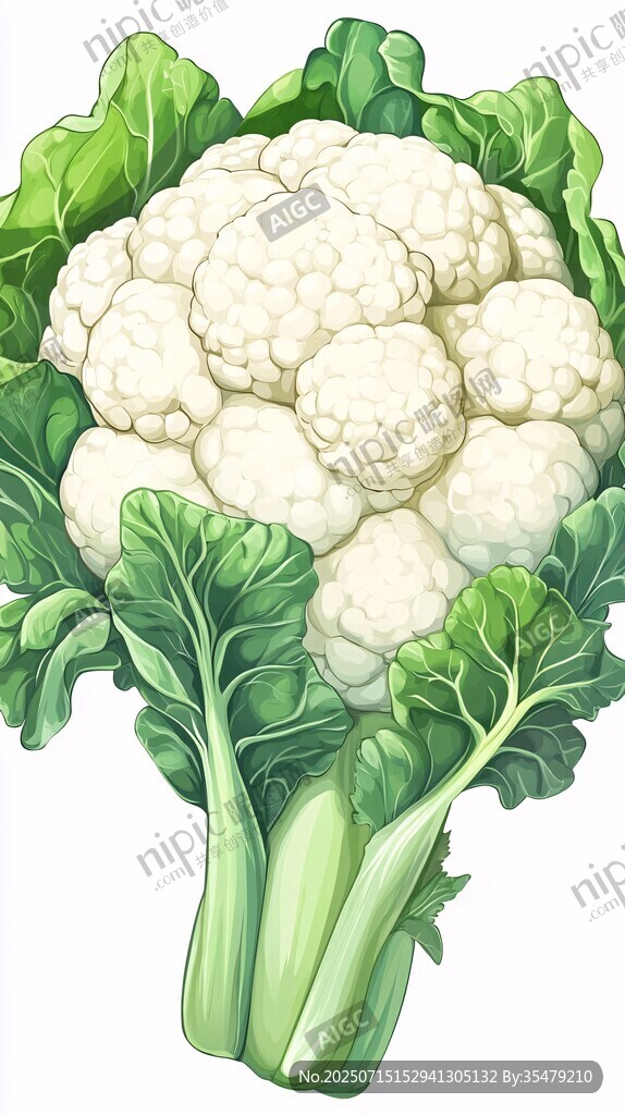 白色花椰菜插畫