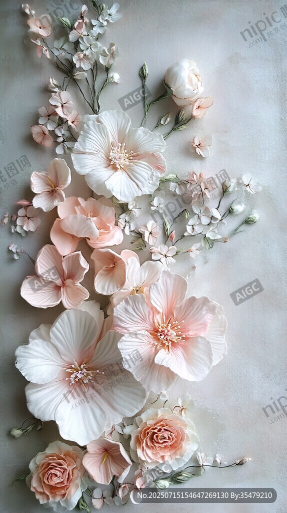 浪漫紙藝花卉裝飾圖案