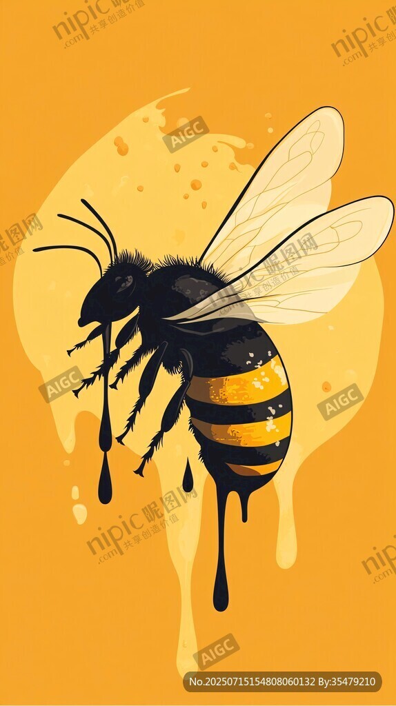蜜蜂插畫 甜蜜滴落瞬間