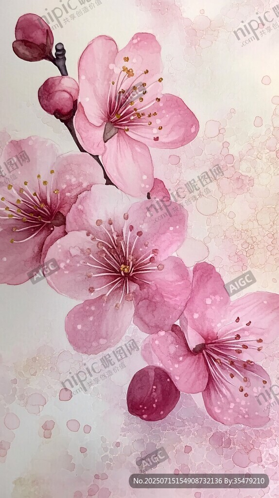 夢幻粉色綻放的嬌艷花枝