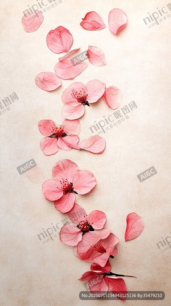 粉色花瓣散落的唯美畫面