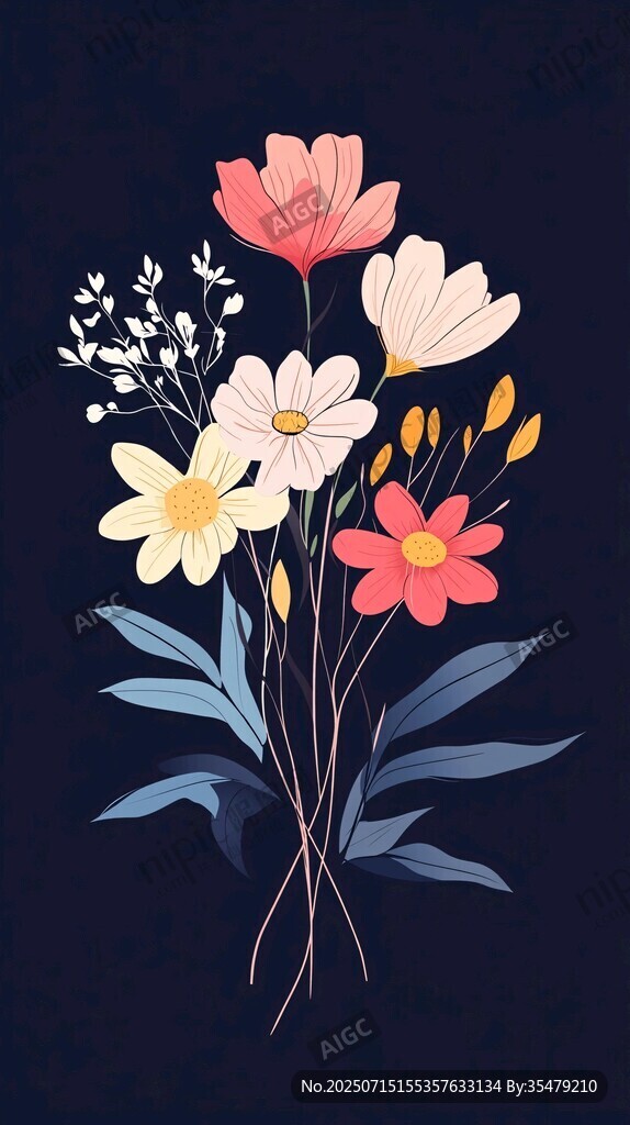 手繪清新花卉插畫