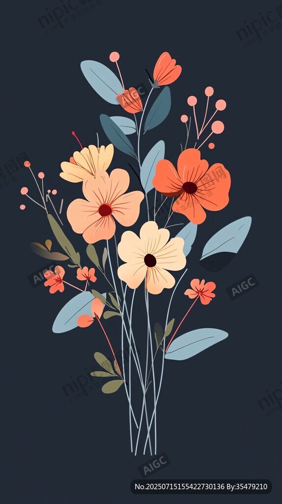 手繪清新花卉插畫作品