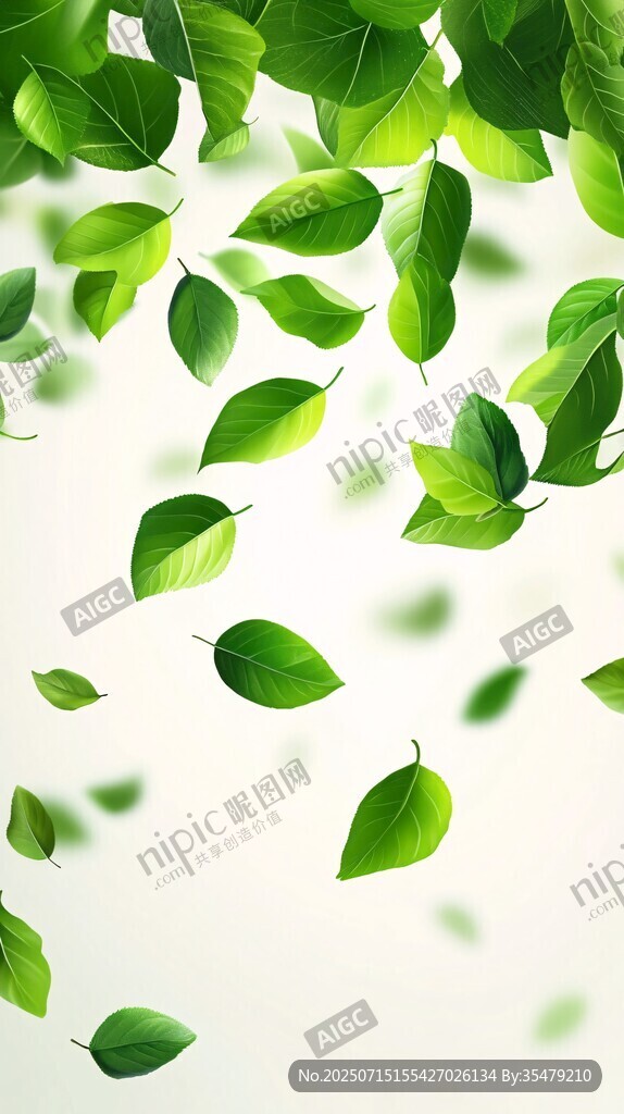 飄落的翠綠葉片