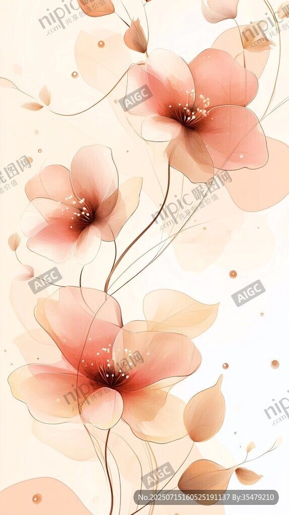 夢幻柔美花卉插畫背景