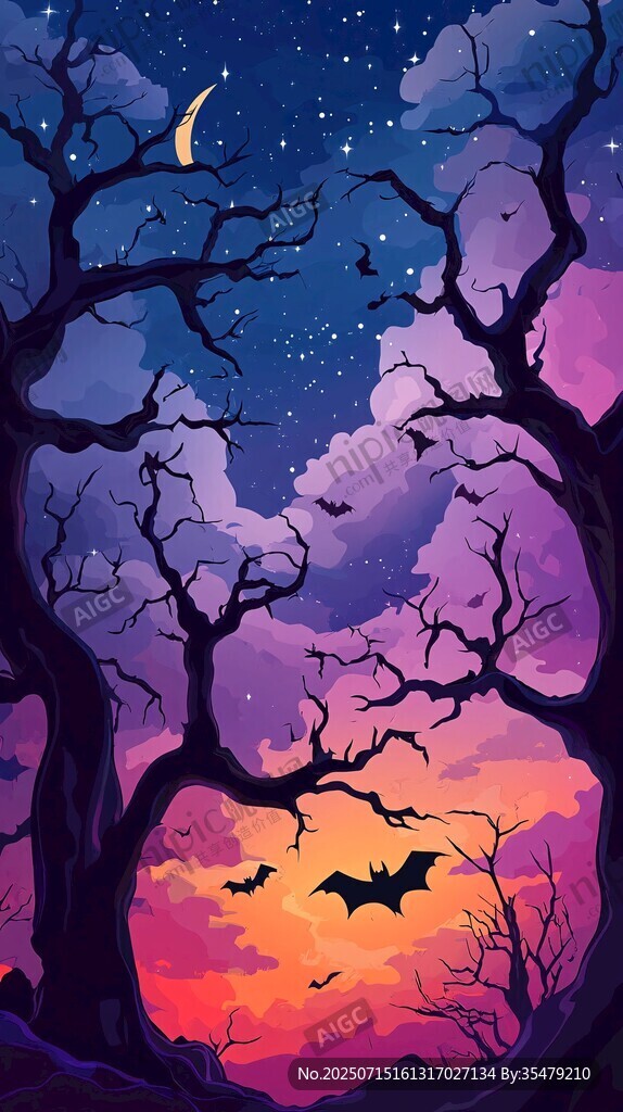 夢(mèng)幻月夜下的神秘蝙蝠森林