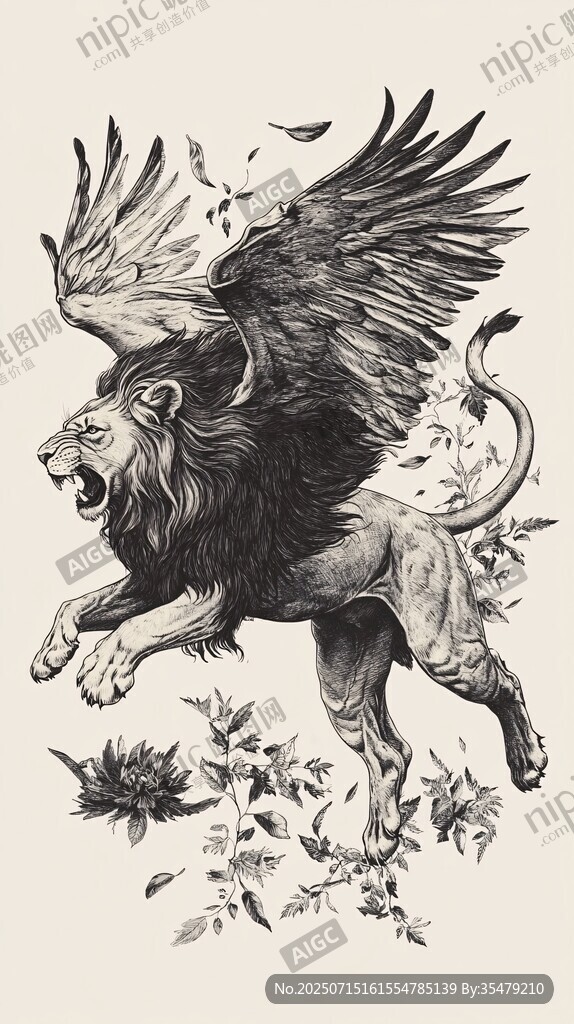 飛獅插畫(huà) 奇幻神獸形象