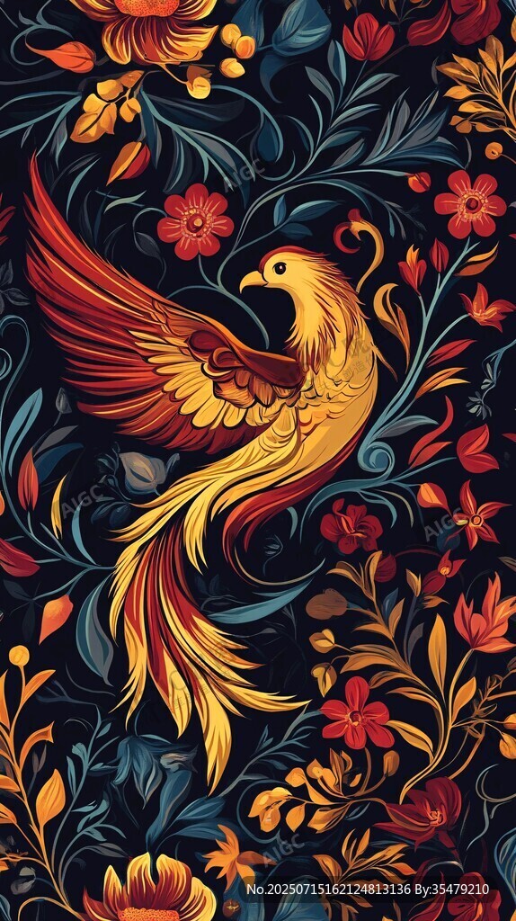 鳳凰花卉圖案 絢麗中式風(fēng)