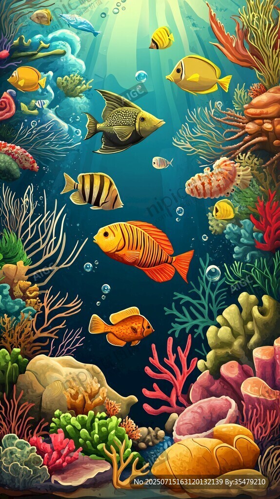 夢幻海底世界的多彩魚群