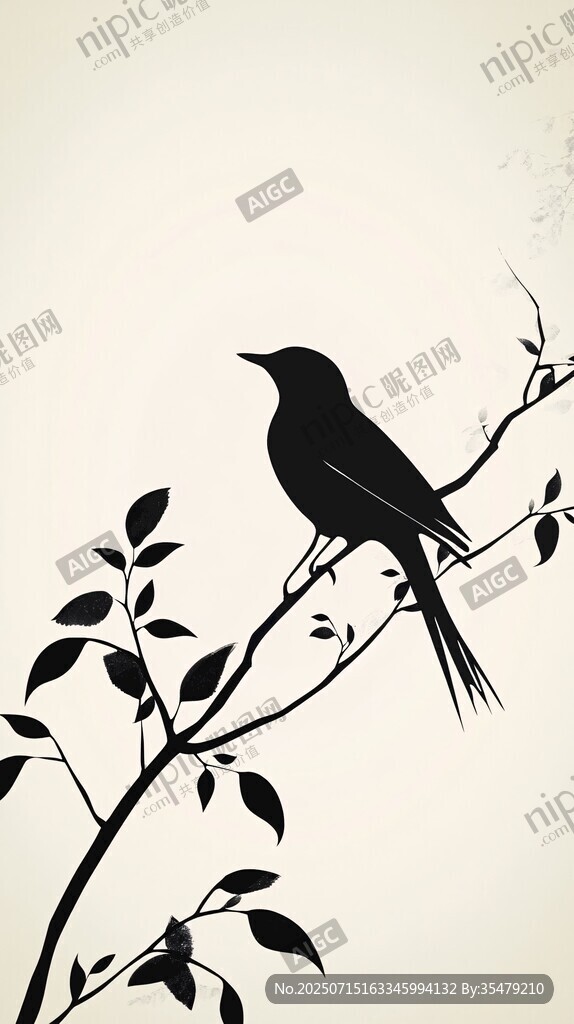 枝頭棲鳥剪影