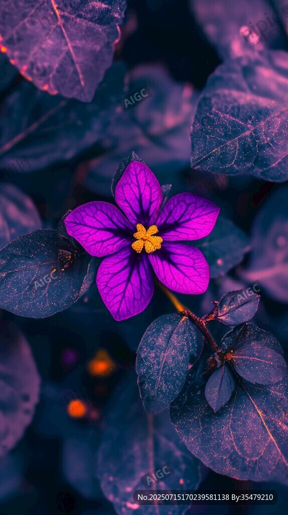 紫色小花與葉的美麗瞬間