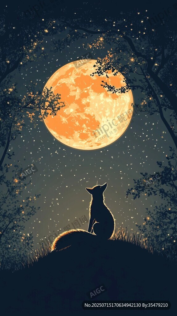 月夜下的孤狼