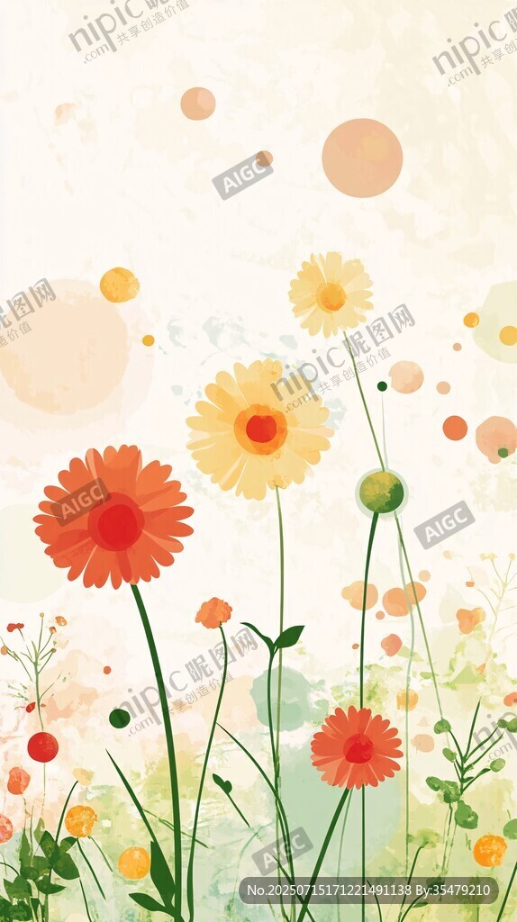 春日爛漫花卉插畫(huà)