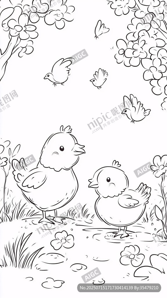 雞媽媽與小雞的溫馨場景