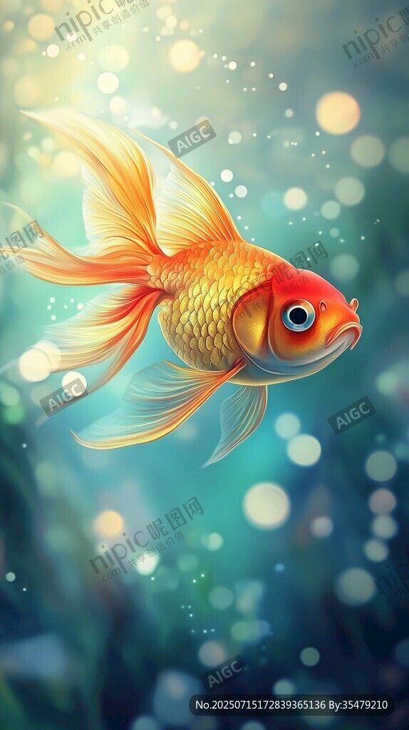 夢(mèng)幻金魚(yú)在水中優(yōu)雅游動(dòng)