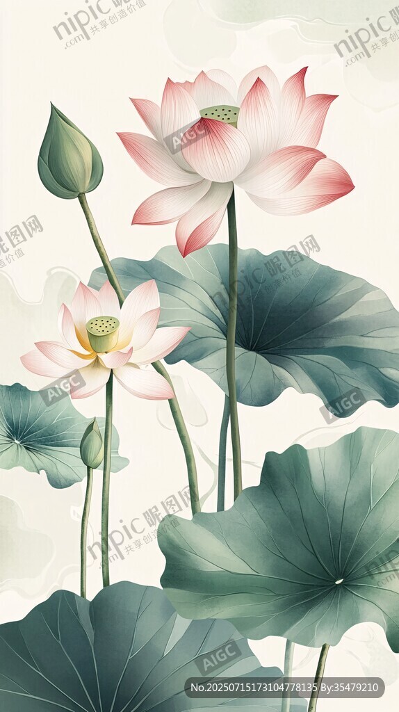 水墨風(fēng)荷花綻放圖