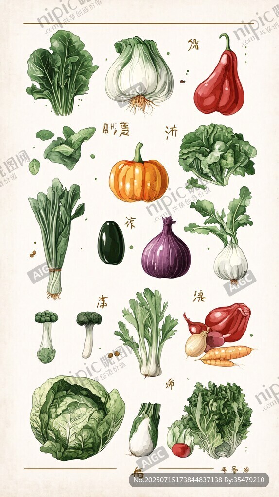 手繪多樣蔬菜圖鑒