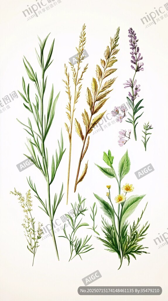 手繪清新植物花卉插畫