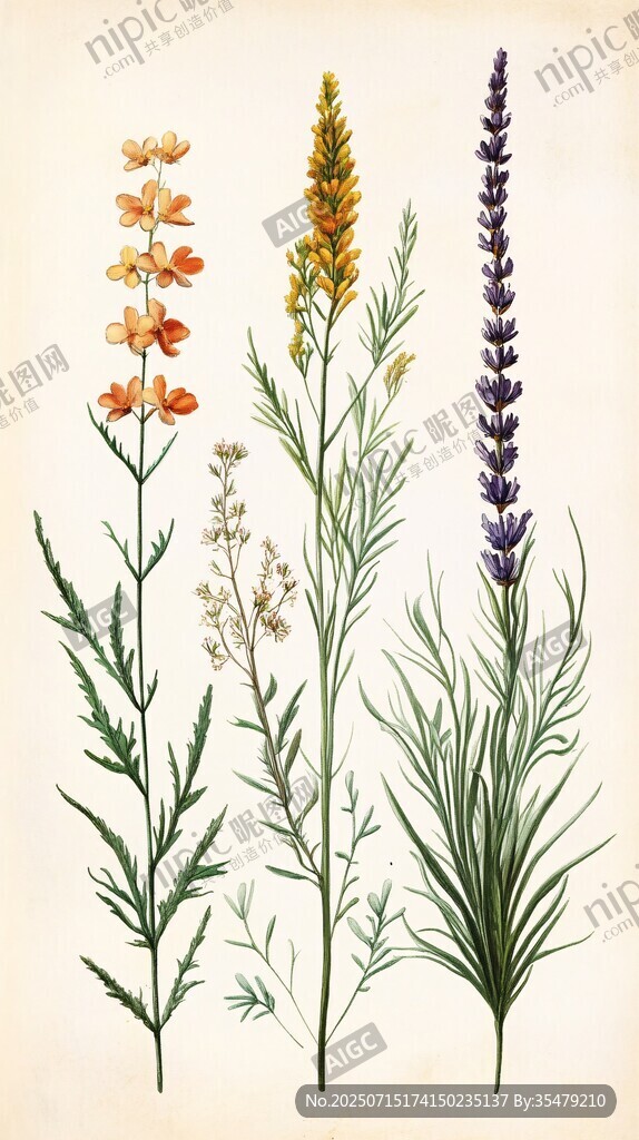 復(fù)古風(fēng)手繪花卉植物圖