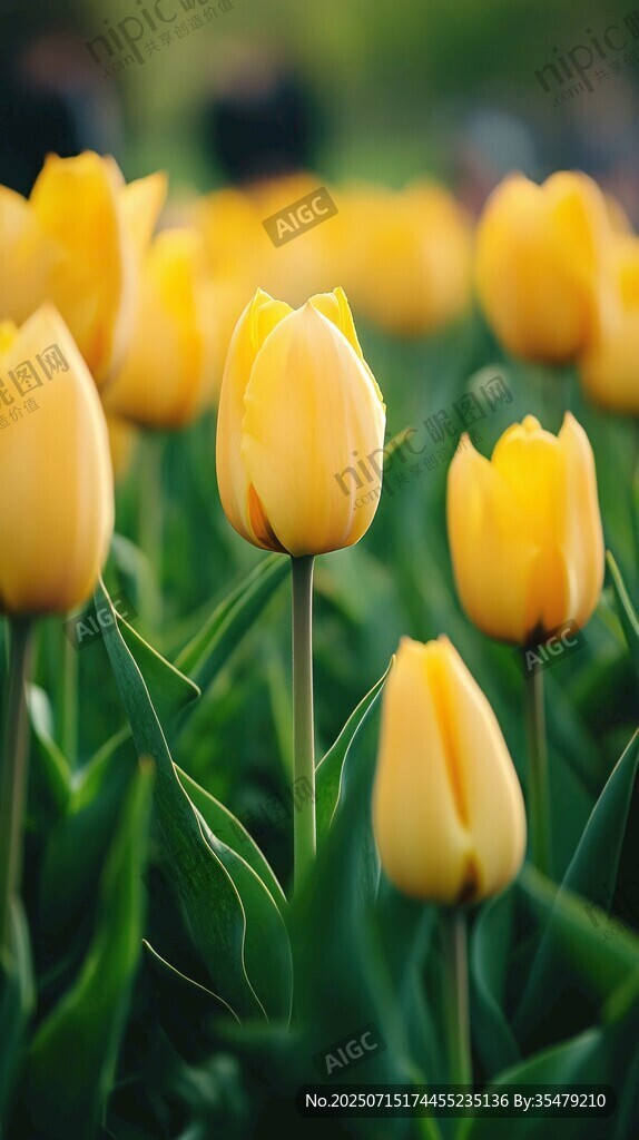 黃色郁金香花海