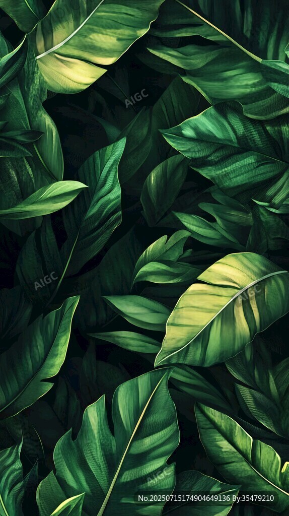 熱帶繁茂綠葉背景圖案