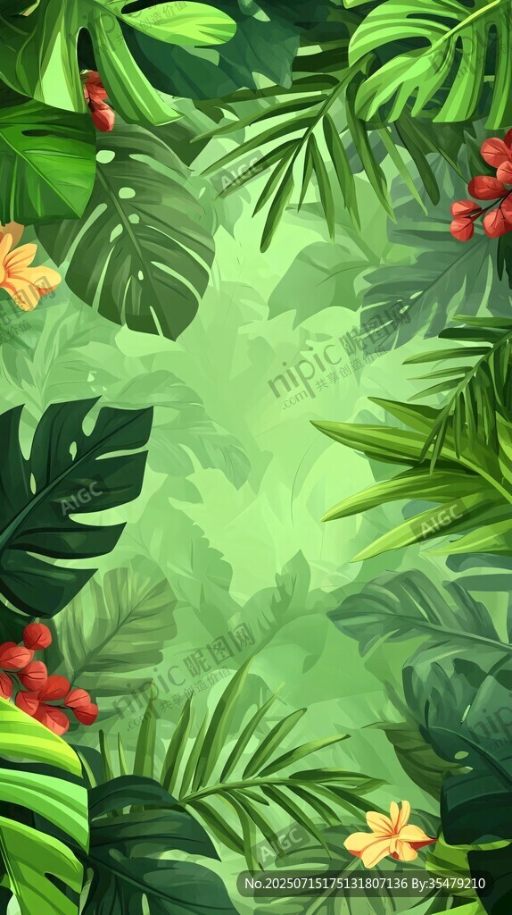 熱帶綠植花卉背景圖