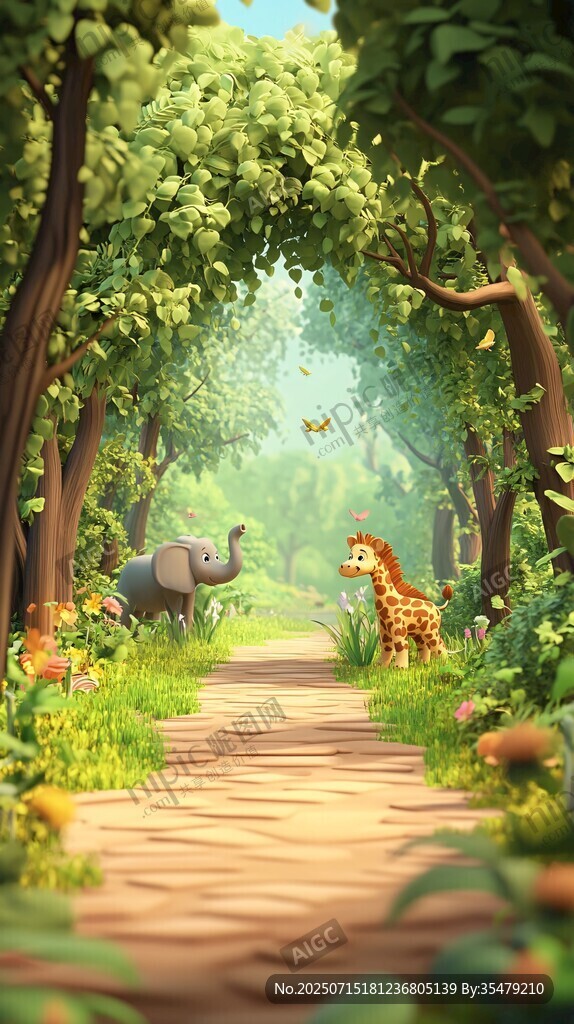 森林中的動物奇幻小徑