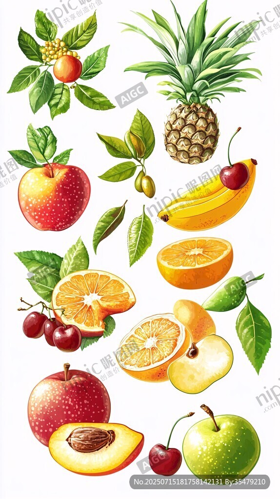 繽紛水果插畫(huà)素材