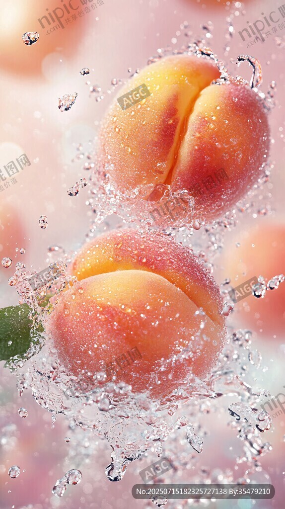 蜜桃入水濺起晶瑩水花