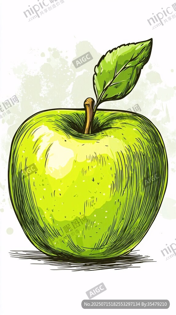 手繪青蘋果插畫