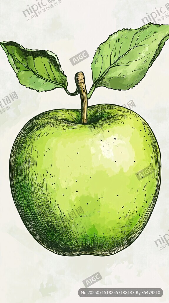 青蘋果插畫