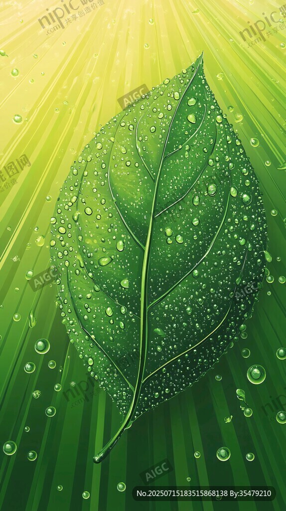 晨露綠葉 清新自然之美