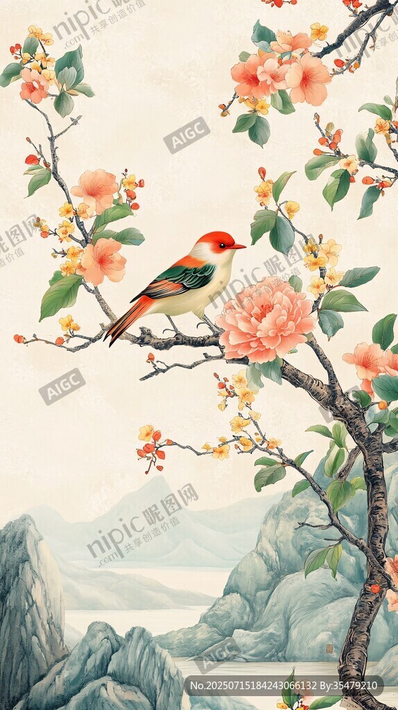 花鳥棲枝圖