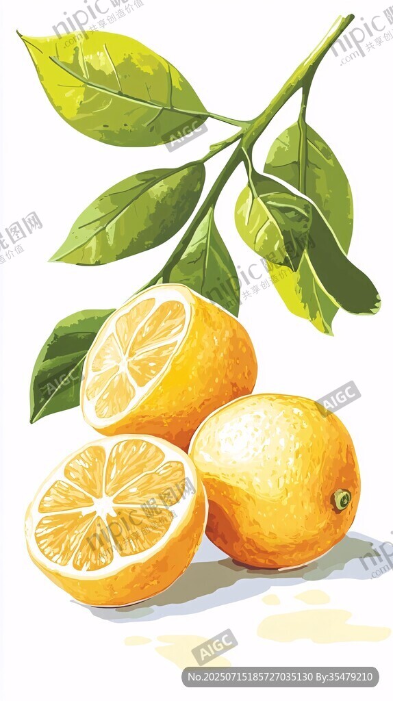 鮮檸檬插畫 清新水果元素