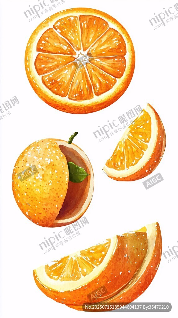 新鮮多汁的橙子插畫(huà)