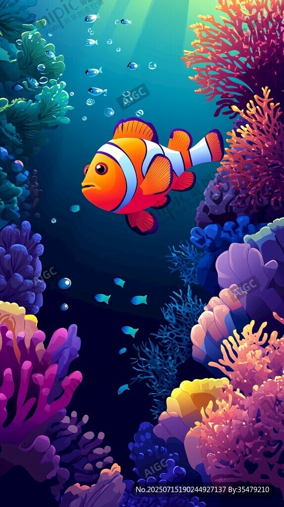 小丑魚暢游繽紛海底世界
