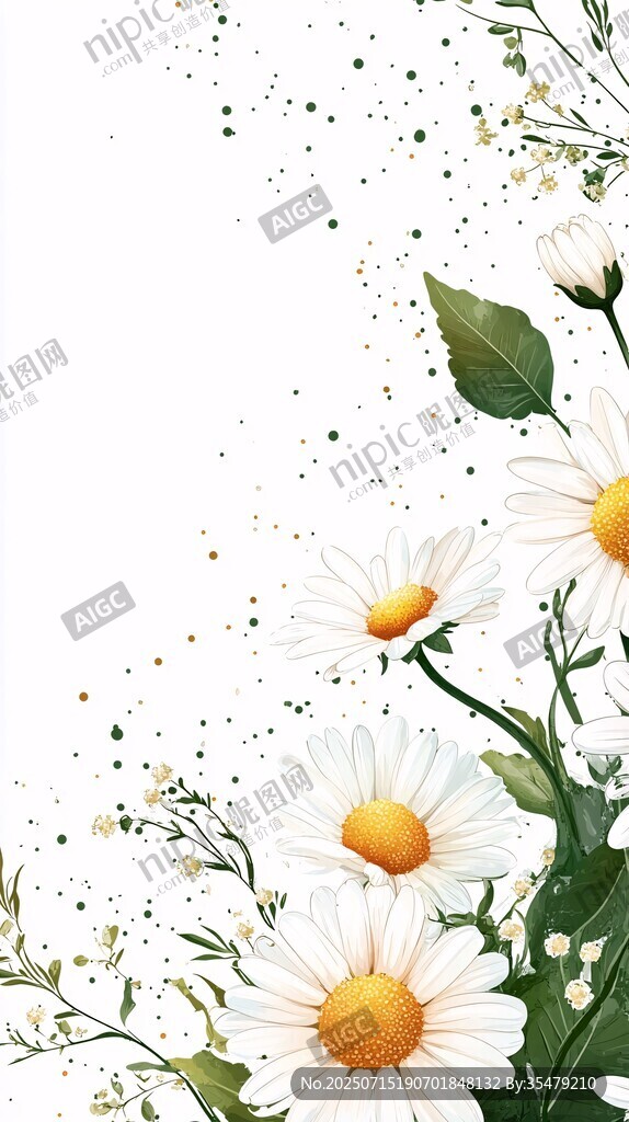 雛菊花卉邊框裝飾圖案
