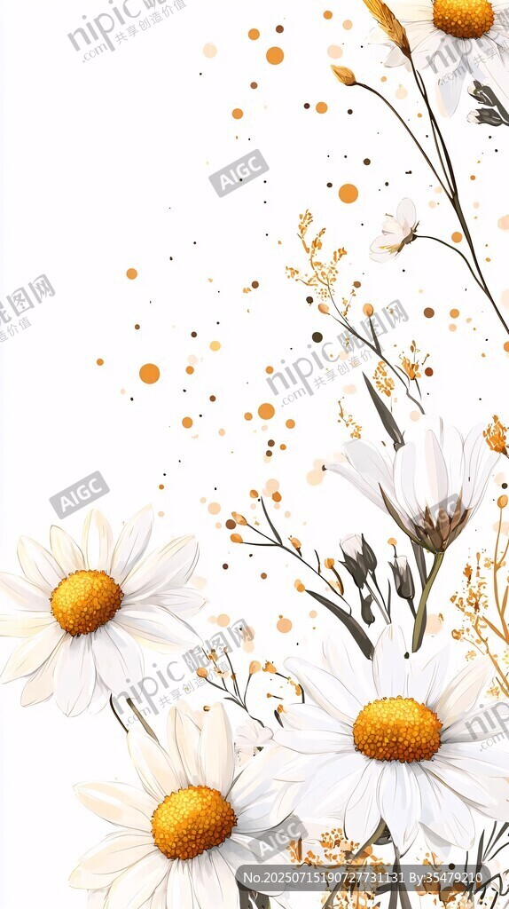 白色雛菊花卉裝飾圖案
